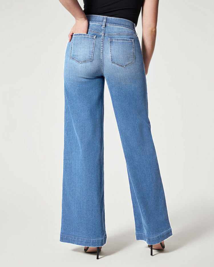 Frühlingshafte Damen-Jeans mit weitem Bein für Alltagslooks