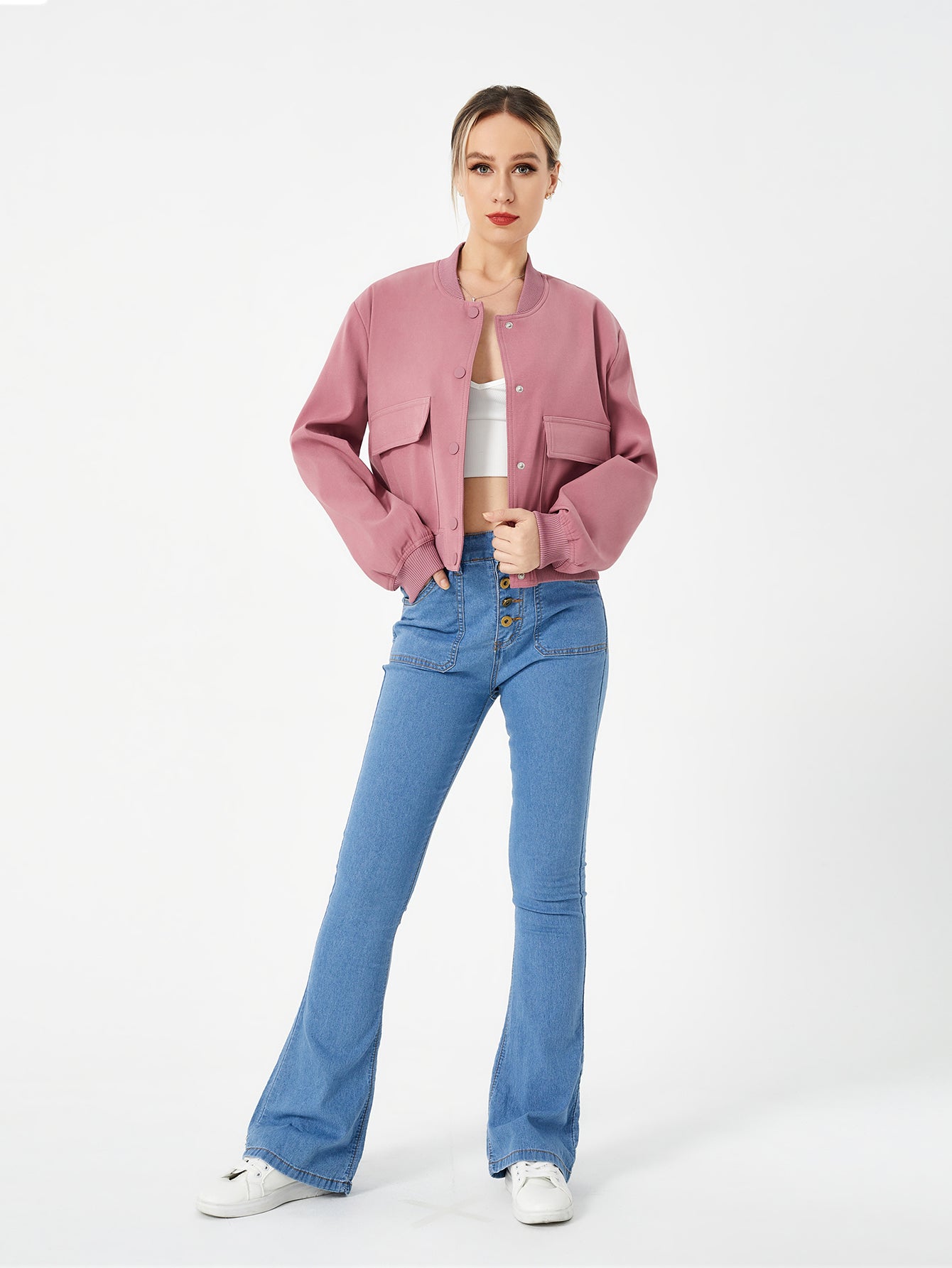 Leichte Cropped Bomberjacke für Frühlings-Styles