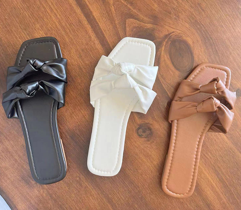 Stilvolle Double Bow Sommer-Sandalen für Gartenpartys
