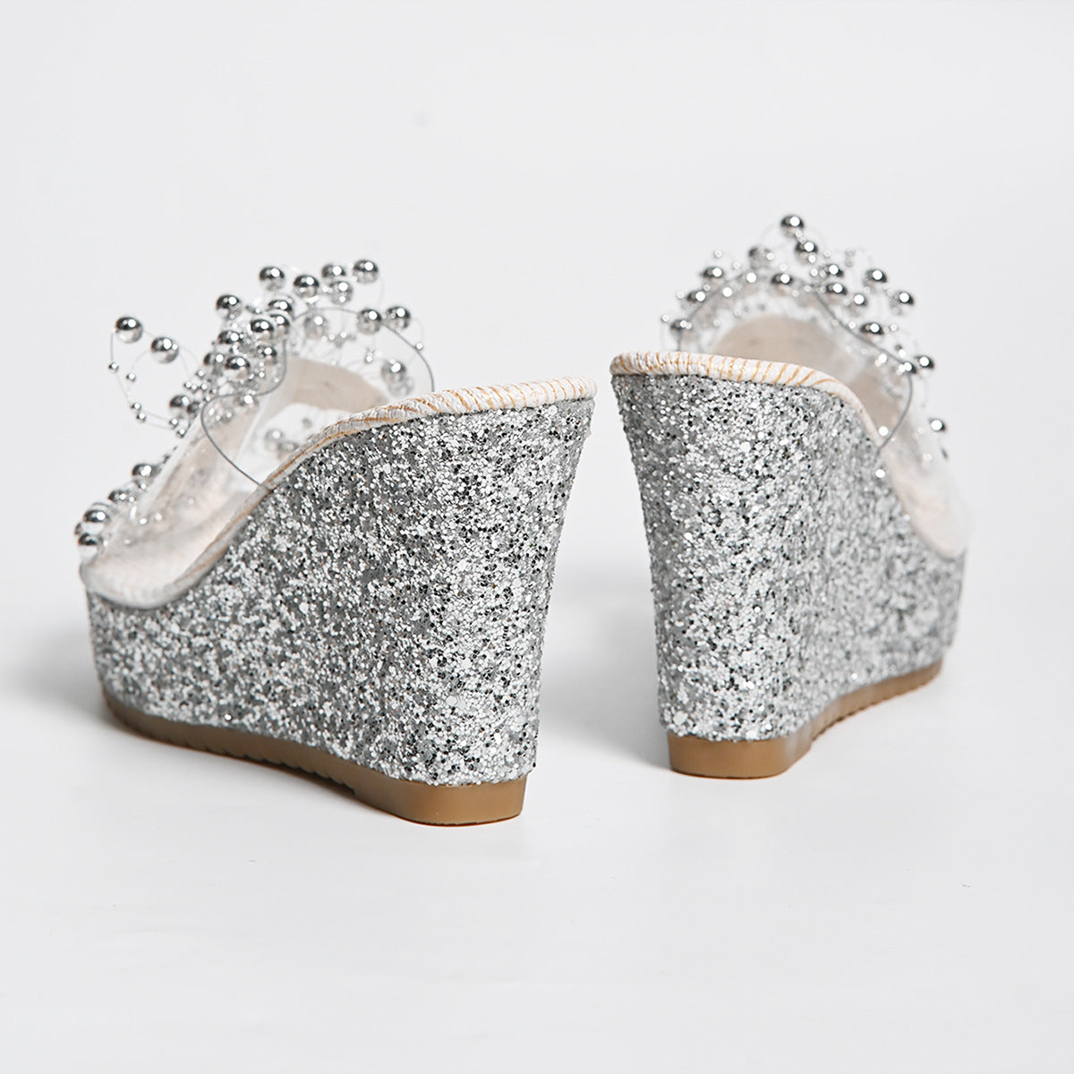 Glitzernde Plateau Sandalen mit Blumen für Frühling & Sommer