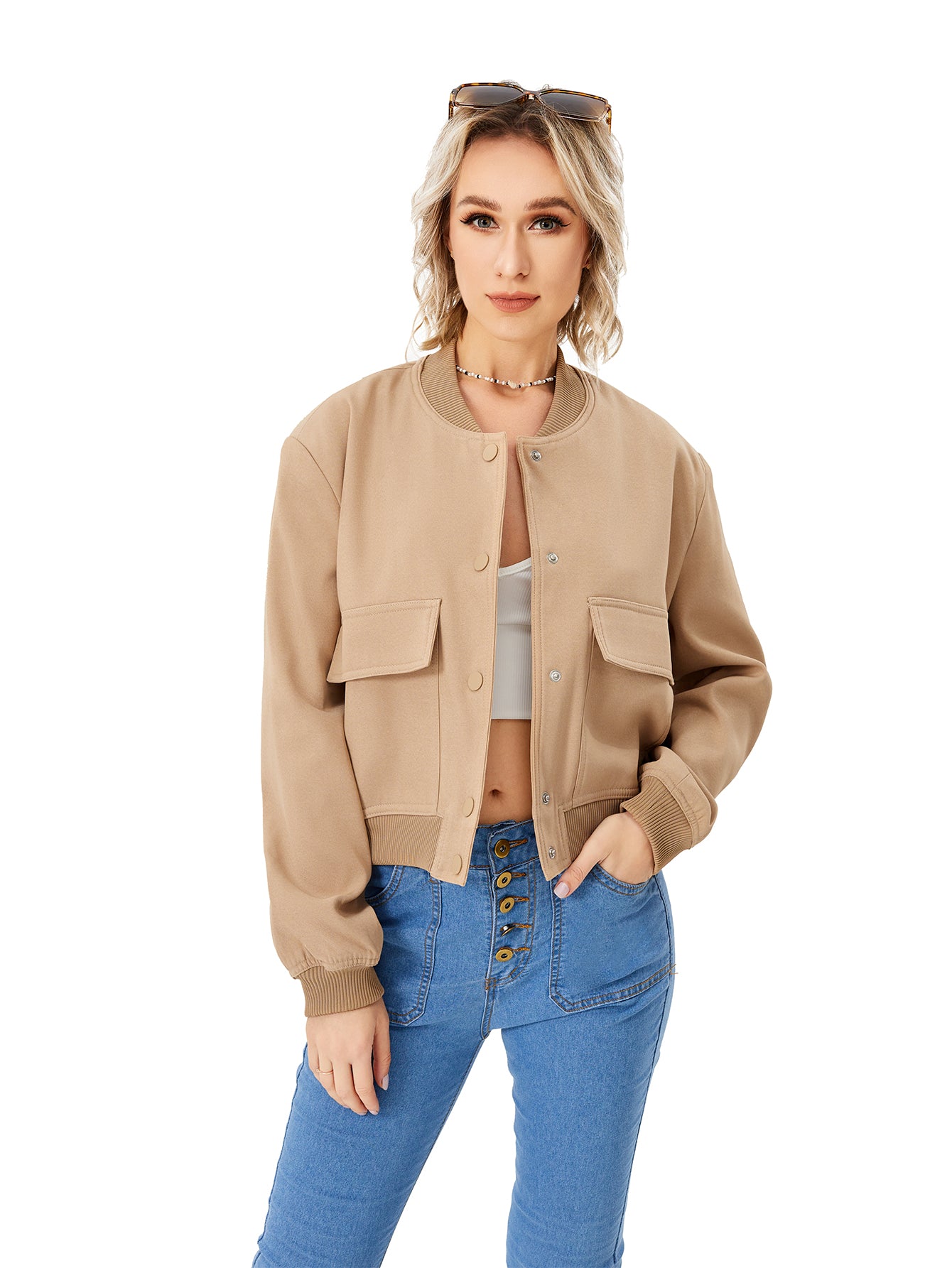 Leichte Cropped Bomberjacke für Frühlings-Styles