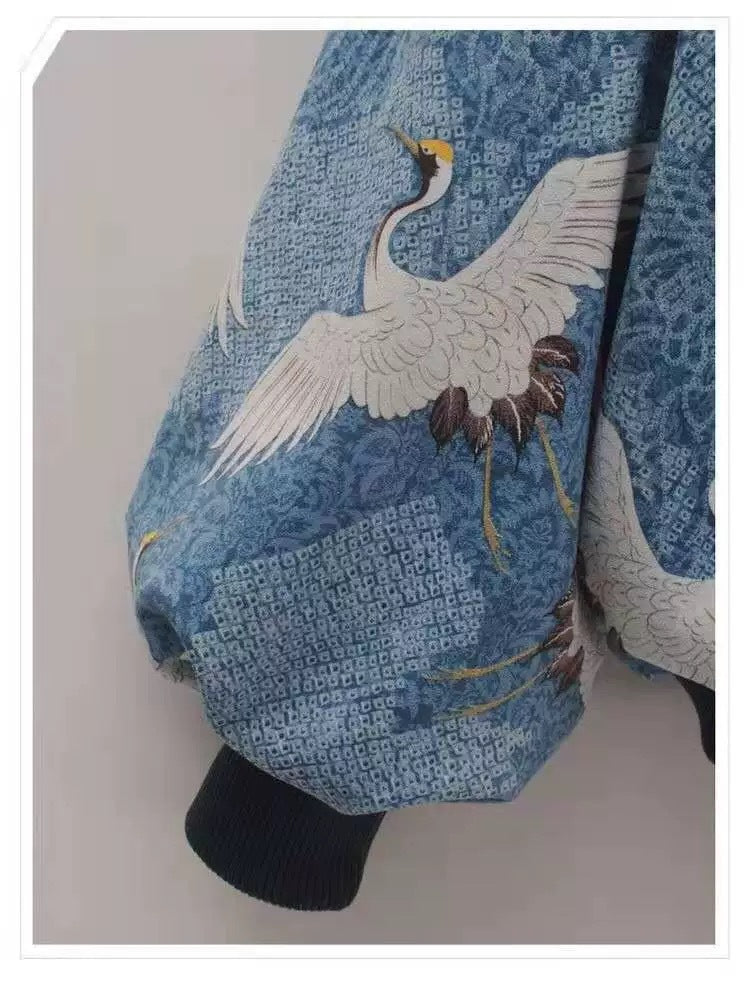 Eleganter Damen-Sweater mit Kranich-Muster für Alltag
