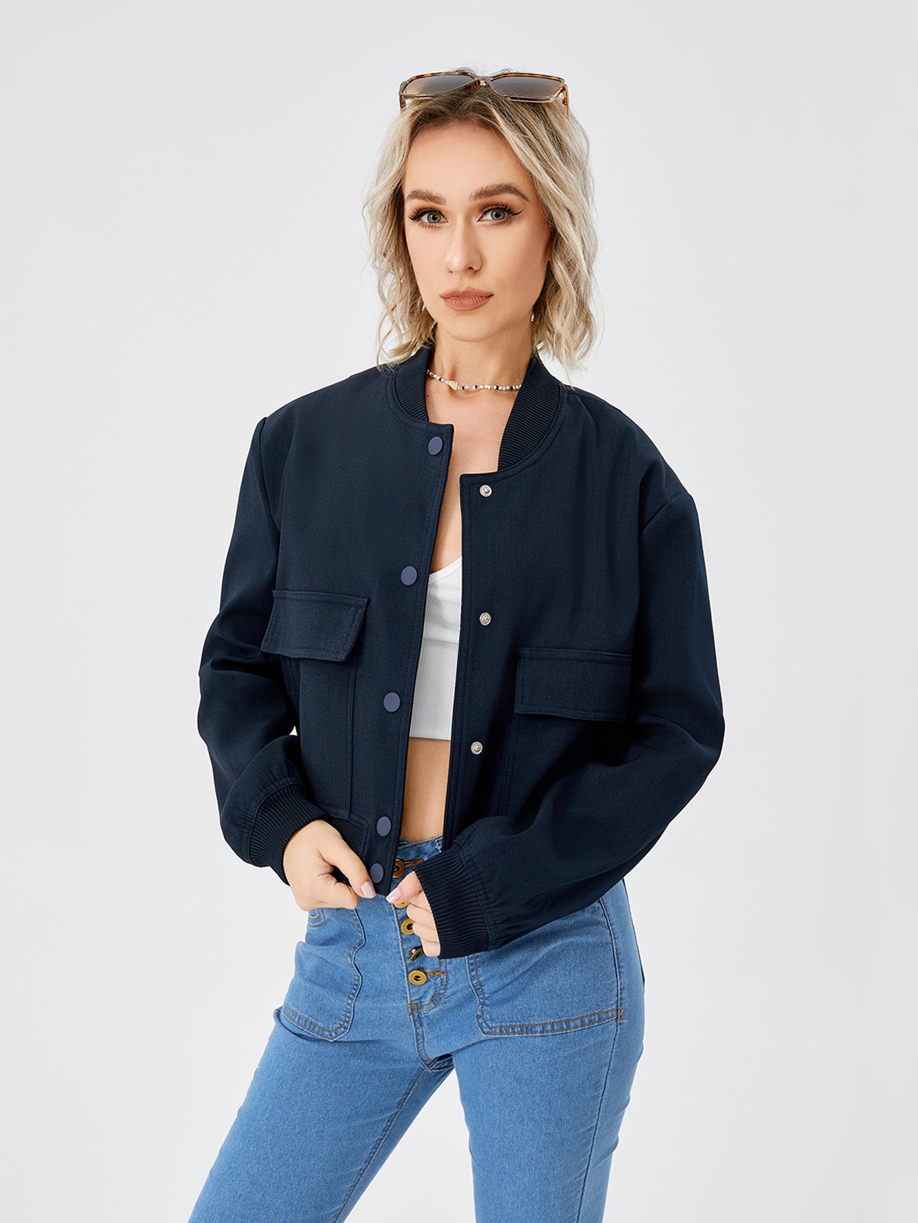 Leichte Cropped Bomberjacke für Frühlings-Styles