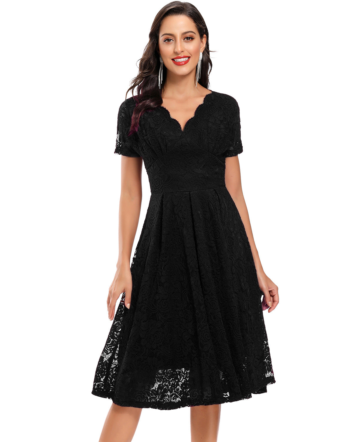 Elegantes Midikleid mit Spitze Perfekt für Feste & Alltag