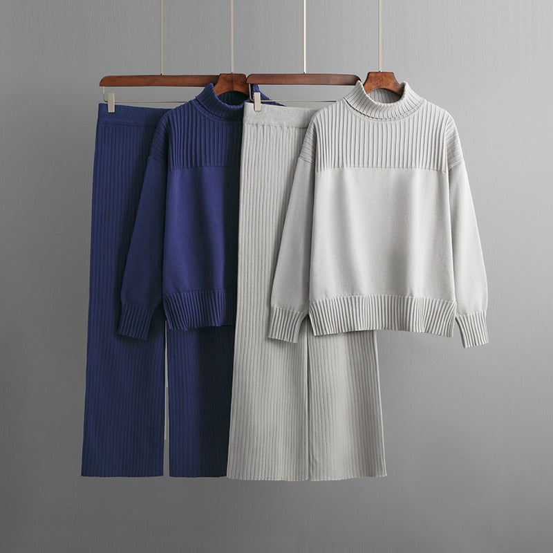 Elegantes Dunkelblaues Zweiteiler-Set für Frühlingsoutfits