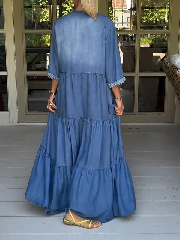 Fließendes Denim-Maxi-Kleid für Frühlingsanlässe