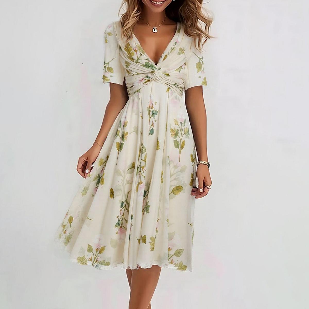 Elegantes Blumen-Midi-Kleid für Frühlingsanlässe