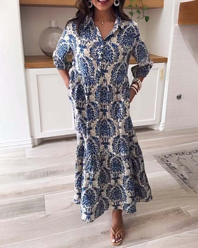 Frühlingshaftes Maxi-Kleid mit 3/4-Ärmeln für jeden Anlass