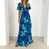 Jugendliches V-Ausschnitt Maxikleid: Leuchtend, Elegant & Perfekt für den Frühling