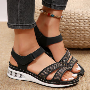 Sommerliche Keilsandalen mit Strass Perfekt für Strand & Alltag