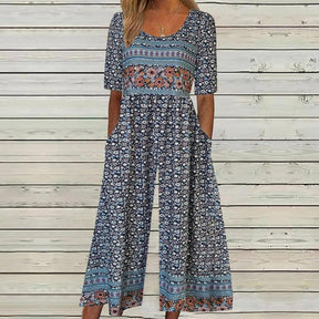 Casual Short Sleeve Round Neck Jumpsuit - Frühlingserwachen mit Stil