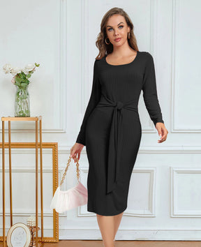 Elegantes Midi-Kleid mit langen Ärmeln für Alltag & Events