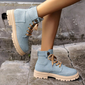 Modische Plateau-Schnürstiefel für Herbst und Winter