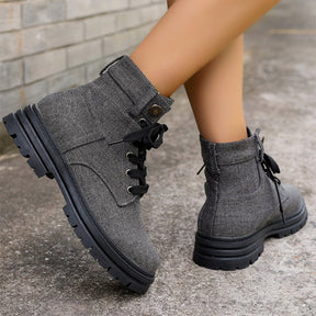 Modische Plateau-Schnürstiefel für Herbst und Winter