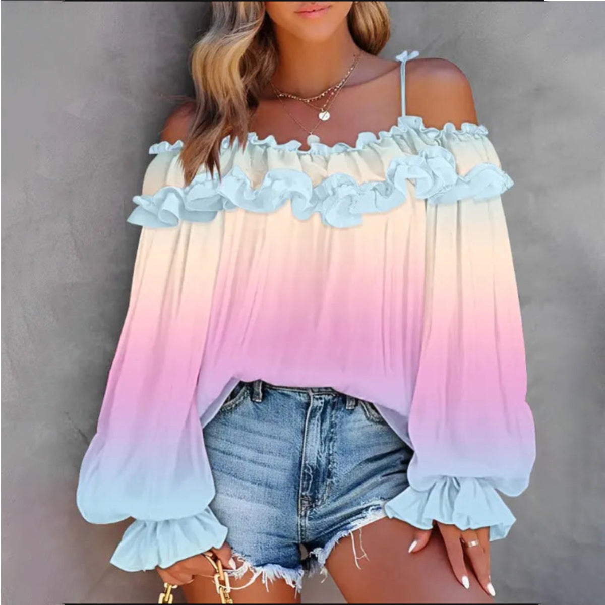Sweet Multicolor Long Sleeve Top - Erfrischender Frühlingslook mit Tragekomfort