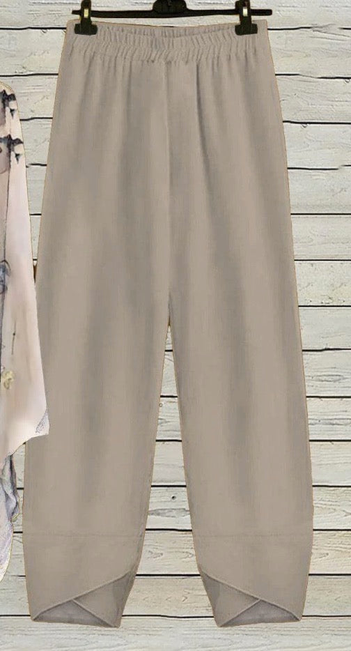 Apricot Plant Print V-Neck Two Piece Set - Frühlingshafter Komfort & Stil