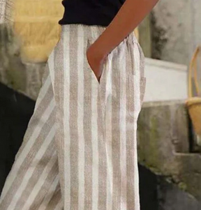 Casual Khaki Gestreifte Hose - Dein Frühlings-Must-have für Stil & Komfort