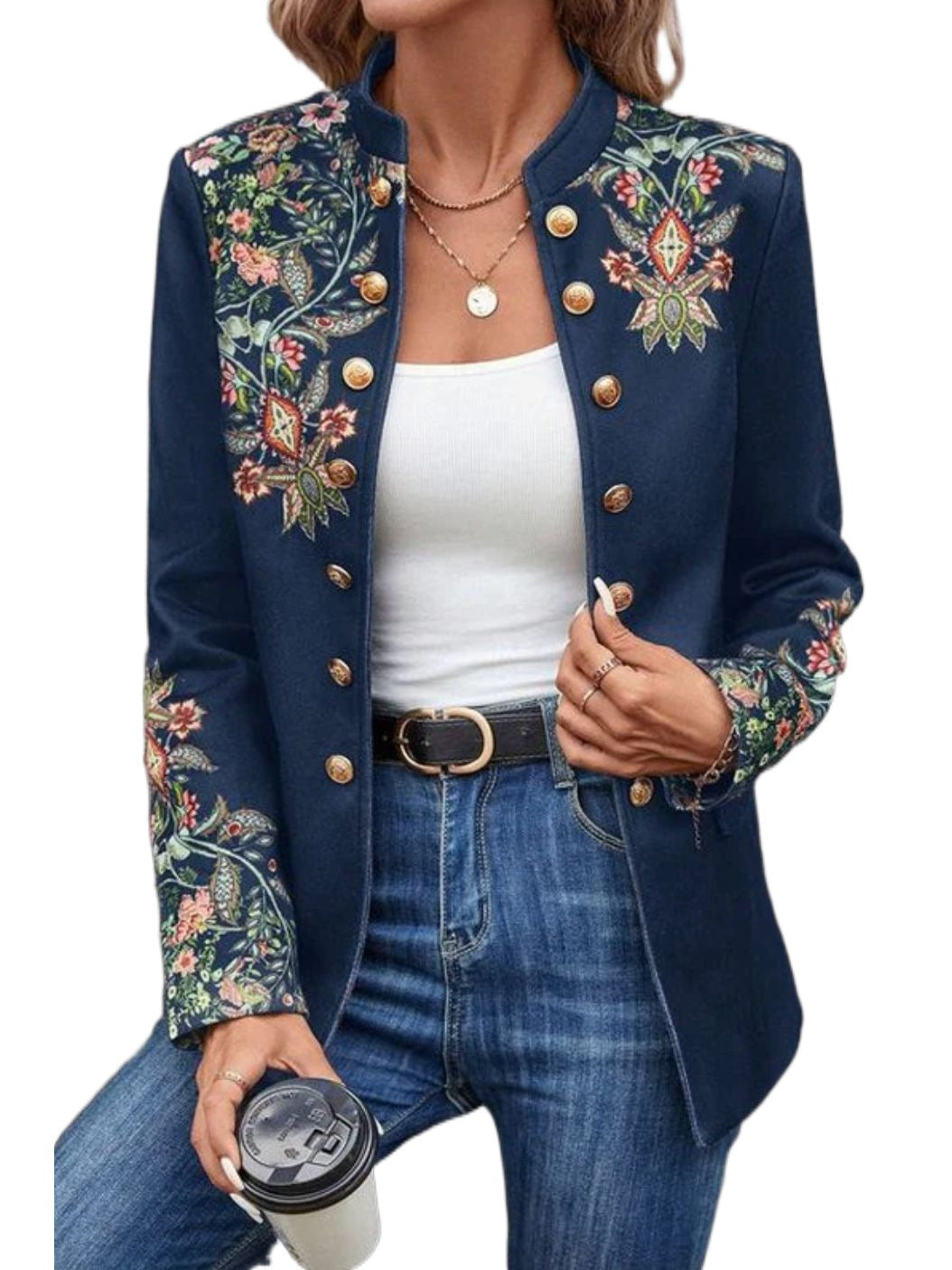 Elegante Damen-Blazerjacke mit Blumenmuster für jeden Anlass