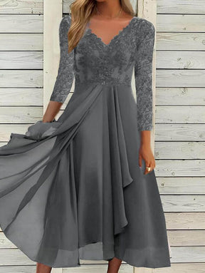 Elegantes Chiffonkleid mit V-Ausschnitt für Alltag und Feste