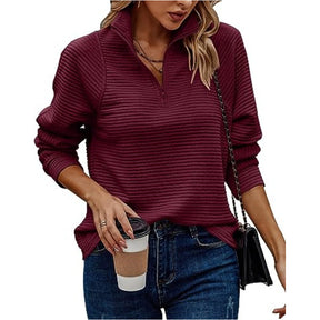 Lässiger Damen Pullover mit Zipper Ideal für Frühjahr