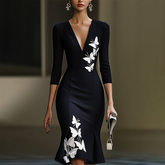 Stilvolles Butterfly Print Midi-Kleid für den perfekten Frühlingslook
