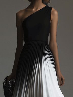 Chic Midi-Kleid mit Farbblock-Design - Die elegante Wahl für den Frühling