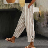 Casual Khaki Gestreifte Hose - Dein Frühlings-Must-have für Stil & Komfort
