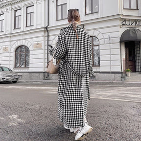 Eleganter Hahnentritt-Trenchcoat Perfekt für Frühlingstage