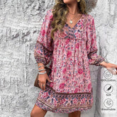 Frühlingshaftes Süßdruck V-Neck Mini-Kleid - Bequem, Vielseitig & Charmant