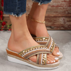 Ethno Wedge Sandalen Stilvolle Sommerschuhe für Frauen