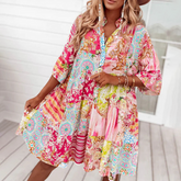 Süßes Rosa Mini-Kleid mit 3/4 Ärmeln - Perfekt für den Frühling