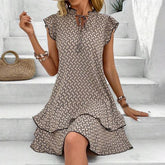 Retro Brown Sleeveless Mini Dress: Eleganz trifft auf Frühlings-Freiheit