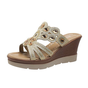 Boho Pailletten Keilsandaletten Perfekt für Frühjahr & Sommer