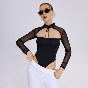 Sexy Schwarzer Netzbody für Elegante Clubabende