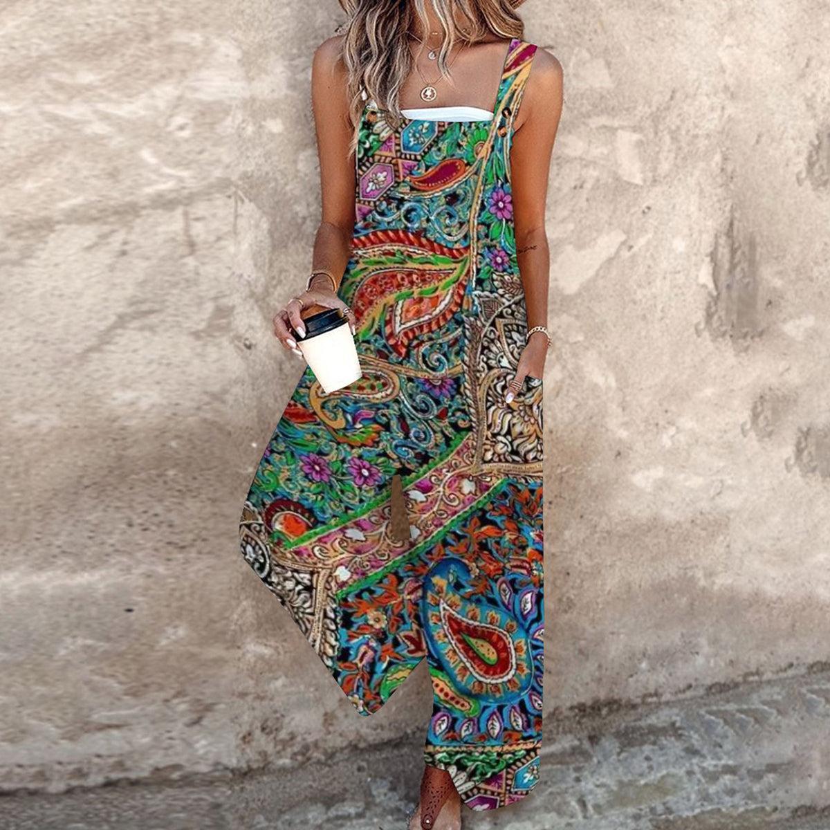 Ärmelloser Paisley Print Jumpsuit - Stilvolles Frühlingserwachen mit Eleganz