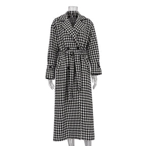 Eleganter Hahnentritt-Trenchcoat Perfekt für Frühlingstage