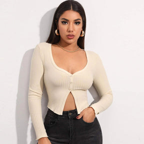 Elegantes Crop Cardigan Top Frühling Basic