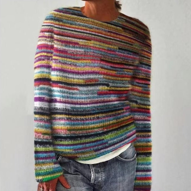 Bunter Damenpullover mit Geometrischem Muster für Alltag