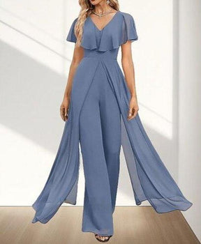 Chic Plain Short Sleeve Jumpsuit - Eleganter Frühlingsbegleiter mit Komfort