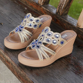 Boho Pailletten Keilsandaletten Perfekt für Frühjahr & Sommer