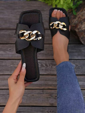 Elegante Damen-Slipper mit Kettenakzent für Alltag & Freizeit