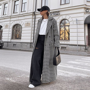 Eleganter Hahnentritt-Trenchcoat Perfekt für Frühlingstage