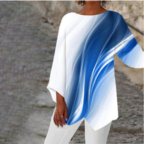 Geometrische Print-Bluse mit asymmetrischem Saum für Freizeit-Trends