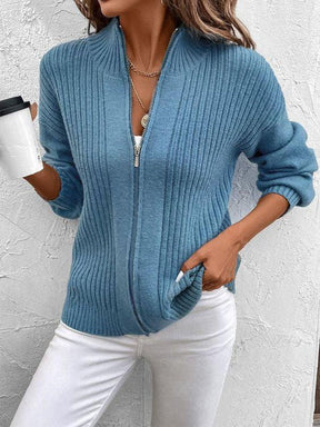 Blue Plain Long Sleeve Cardigan - Ihr eleganter Begleiter für den Frühling