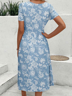 Breezy Square Neck Blue Midi Dress