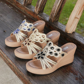Boho Pailletten Keilsandaletten Perfekt für Frühjahr & Sommer