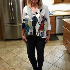 Basic V-Neck 3/4 Sleeve Top