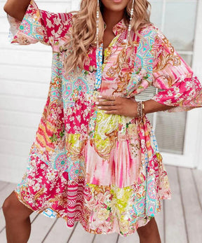 Süßes Rosa Mini-Kleid mit 3/4 Ärmeln - Perfekt für den Frühling