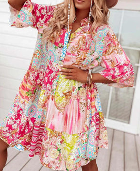 Süßes Rosa Mini-Kleid mit 3/4 Ärmeln - Perfekt für den Frühling