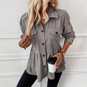Legere Hemdjacke Damen Frühling Herbst Casual Look